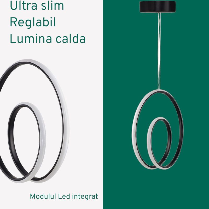 Casa si Gradina - Corpuri si surse de iluminat - Lustre si pendule - Candelabru led, pentru birouri, camere hotel si locuinte, culoare negru, design futuristic - Infinity.ro