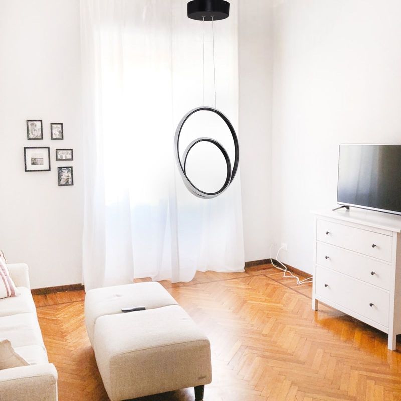 Casa si Gradina - Corpuri si surse de iluminat - Lustre si pendule - Candelabru led, pentru birouri, camere hotel si locuinte, culoare negru, design futuristic - Infinity.ro