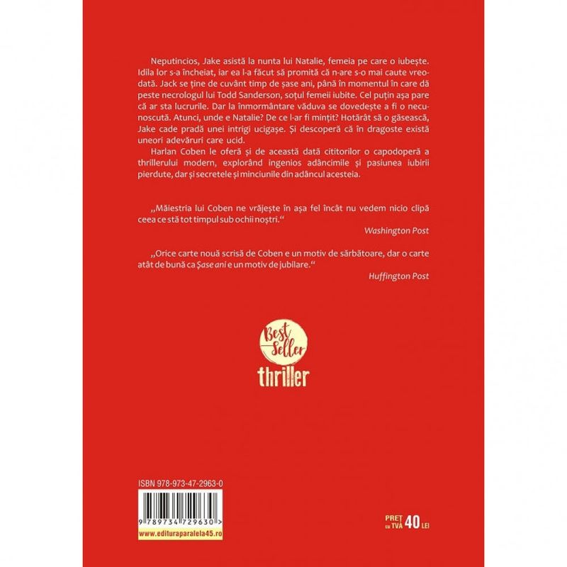 Carti si Birotica - Carti - Fictiune - Sase ani, Harlan Coben - Infinity.ro