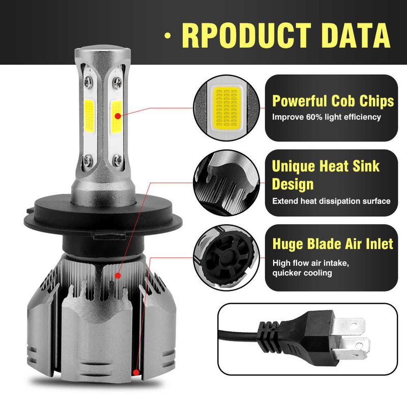 Auto si Moto - Electrice auto - Iluminare si semnalizare - Becuri auto - Kit becuri led COB 4300k H4 2 buc/set - Infinity.ro