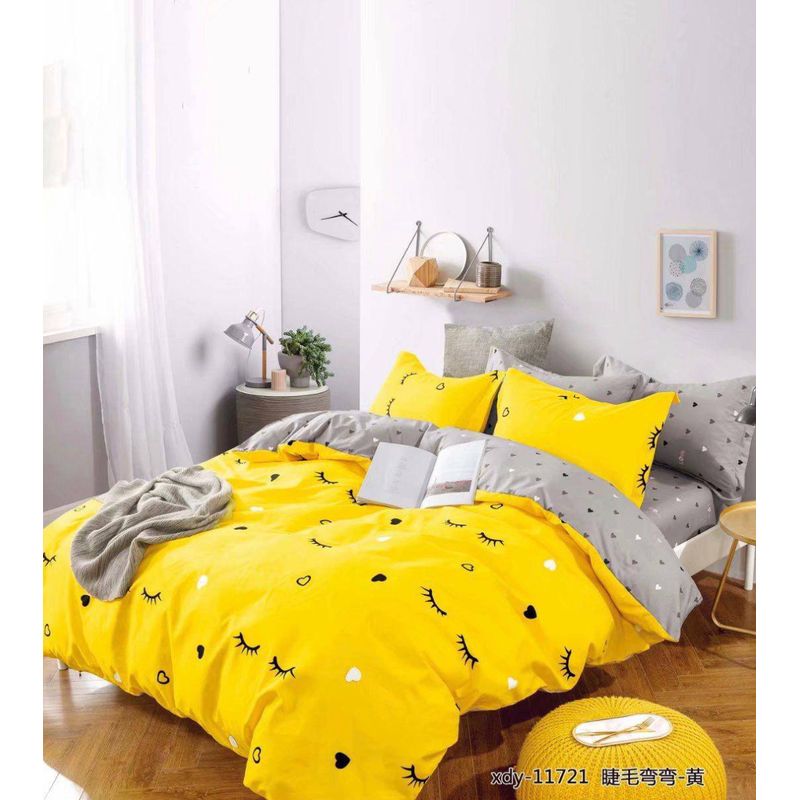 Casa si Gradina - Pentru casa - Lenjerii - Lenjerie copii pat 1 persoana, bumbac finet, gene, galben-gri - Infinity.ro