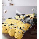 Casa si Gradina - Pentru casa - Lenjerii - Lenjerie copii pat 1 persoana, bumbac finet, fluturasi, galben patratele - Infinity.ro