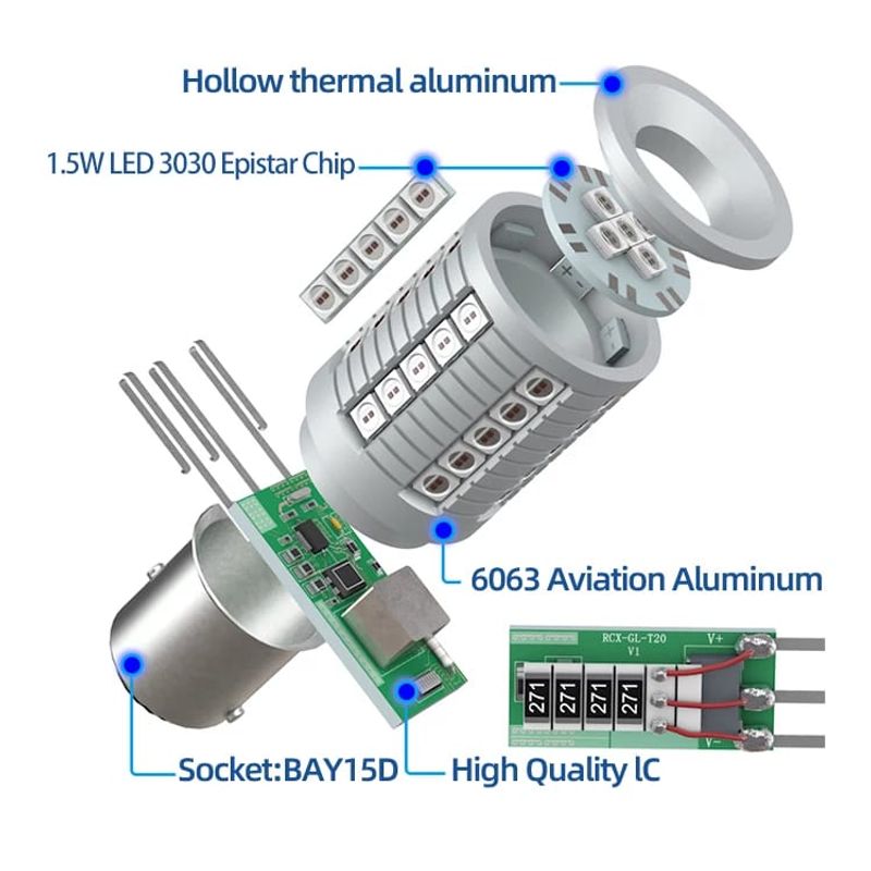 Auto si Moto - Electrice auto - Iluminare si semnalizare - Becuri auto - Set de 2 becuri led Xentech Light 45 SMD 3030 P21w alb 30w - Infinity.ro