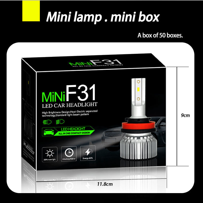 Auto si Moto - Electrice auto - Iluminare si semnalizare - Becuri auto - Set 2 becuri CSP H8/H9/H11 mini - Infinity.ro