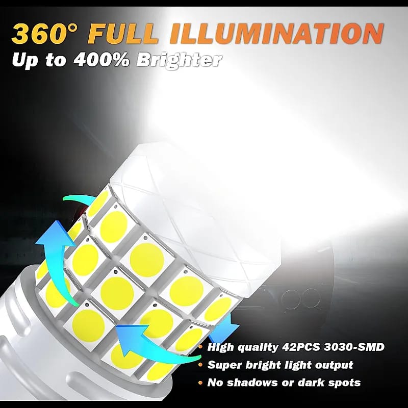 Auto si Moto - Electrice auto - Iluminare si semnalizare - Becuri auto - Set de 2 becuri led Xentech Light w21w/5w T20 42 SMD cu lupa Canbus 12-24V - Infinity.ro