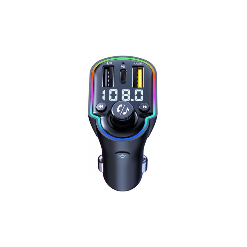 Auto si Moto - Electronice auto - Multimedia auto - Modulator FM Bluetooth 5.0 Incarcare rapida RGB Ambient MP3 Player Tip C PD 20W USB QC 3.0 ZTB-A8 - Infinity.ro