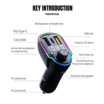 Auto si Moto - Electronice auto - Multimedia auto - Modulator FM Bluetooth 5.0 Incarcare rapida RGB Ambient MP3 Player Tip C PD 20W USB QC 3.0 ZTB-A8 - Infinity.ro