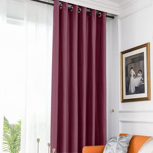 Draperie din catifea blackout cu inele argintii, Madison, 250x245 cm, densitate 700 g ml, Chocolate Brown, 1 buc