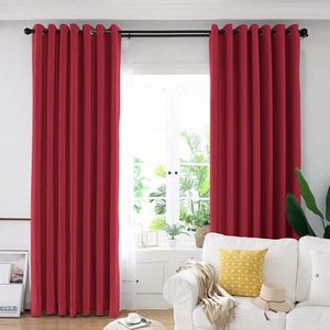 Draperie din catifea blackout cu inele auriu antic, Madison, 150x225 cm, densitate 700 g ml, Dark Scarlet, 1 buc