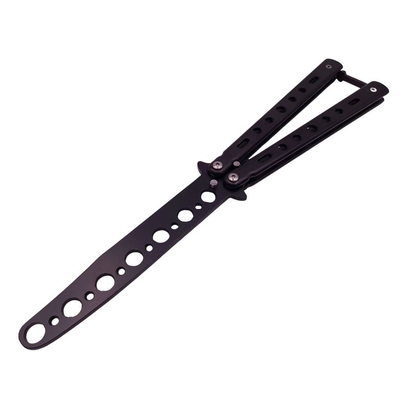 Sport si Outdoor - Camping - Cutite, bricege si accesorii - Cutite si bricege - Briceag de antrenament IdeallStore®, model fluture, Black Distortion, otel, 22.5 cm, negru - Infinity.ro