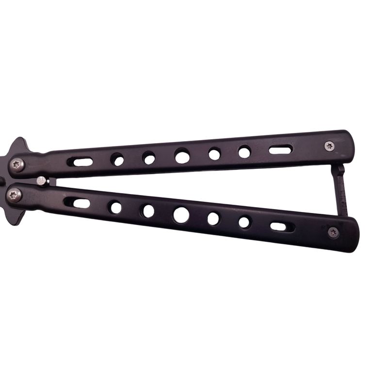 Sport si Outdoor - Camping - Cutite, bricege si accesorii - Cutite si bricege - Briceag de antrenament IdeallStore®, model fluture, Black Distortion, otel, 22.5 cm, negru - Infinity.ro