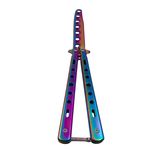 Sport si Outdoor - Camping - Cutite, bricege si accesorii - Cutite si bricege - Briceag de antrenament IdeallStore®, model fluture, Rainbow Distortion, otel, 22.5 cm, multicolor - Infinity.ro
