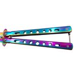 Sport si Outdoor - Camping - Cutite, bricege si accesorii - Cutite si bricege - Briceag de antrenament IdeallStore®, model fluture, Rainbow Distortion, otel, 22.5 cm, multicolor - Infinity.ro
