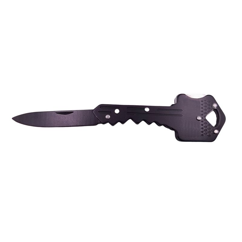 Sport si Outdoor - Camping - Cutite, bricege si accesorii - Cutite si bricege - Briceag de buzunar tip cheie IdeallStore®, Key Blade, otel inoxidabil, 10 cm, negru - Infinity.ro