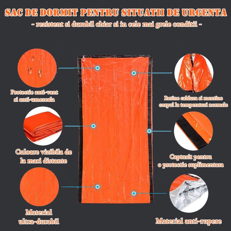 Sport si Outdoor - Camping - Saci de dormit - Sac de dormit IdeallStore®, Sleep Tight, polietilena, 210x90, portocaliu - Infinity.ro
