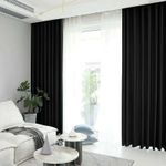 Casa si Gradina - Textile si covoare - Perdele si draperii - Draperii - Set draperie din catifea blackout cu rejansa transparenta cu ate pentru galerie, Madison, 150x230 cm, densitate 700 g ml, Deep Black, 2 buc - Infinity.ro