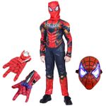 Jucarii, Copii si Bebe - Jucarii si jocuri - Jucarii de rol - Masti si costume copii - Set costum Iron Spiderman IdeallStore®, New Era, rosu, 5-7 ani, manusa cu ventuze, discuri si masca - Infinity.ro