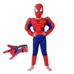 Jucarii, Copii si Bebe - Jucarii si jocuri - Jucarii de rol - Masti si costume copii - Set costum clasic Spiderman cu muschi IdeallStore®, 3-5 ani, 100-110 cm, rosu si manusa cu ventuze - Infinity.ro