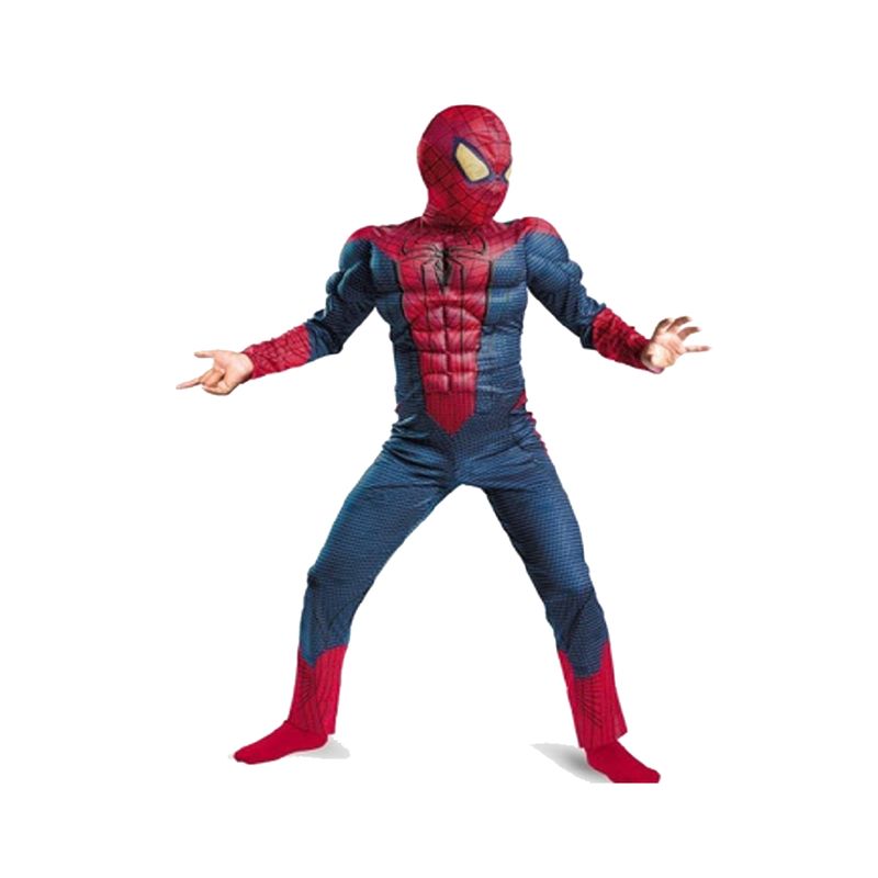 Casa si Gradina - Decoratiuni - Decoratiuni petrecere - Masti si costume carnaval - Set costum Spiderman cu muschi, pentru 3-5 ani, 2 lansatoare si masca plastic LED, rosu - Infinity.ro