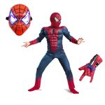 Casa si Gradina - Decoratiuni - Decoratiuni petrecere - Masti si costume carnaval - Set costum cu muschi Spiderman, 3-5 ani, manusa cu lansator si masca plastic LED, rosu - Infinity.ro