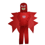Casa si Gradina/Decoratiuni/Decoratiuni petrecere/Masti si costume carnaval - Set costum Eroi in Pijamale si accesorii IdeallStore®, Bufnita Amaya, marimea S, 3-5 ani, rosu - Infinity.ro