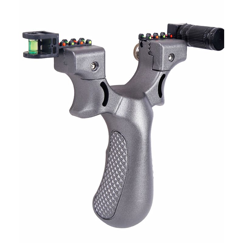 Sport si Outdoor - Camping - Accesorii camping si drumetii - Prastie cu laser IdeallStore®, Sling King, plastic, 11.5 cm, cu boloboc, argintiu - Infinity.ro