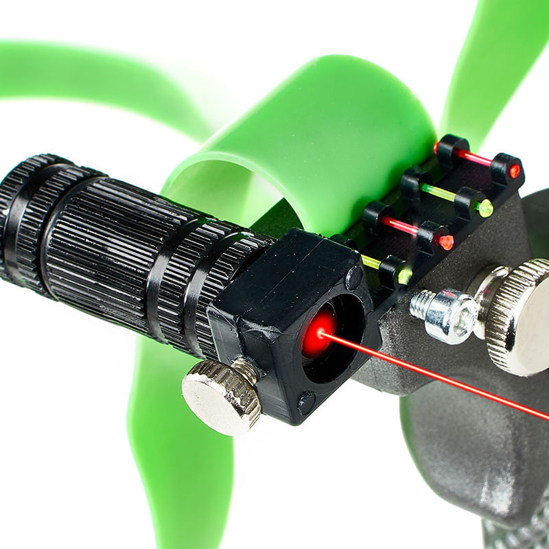 Sport si Outdoor - Camping - Accesorii camping si drumetii - Prastie cu laser IdeallStore®, Sling King, plastic, 11.5 cm, cu boloboc, argintiu - Infinity.ro