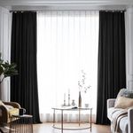 Casa si Gradina - Textile si covoare - Perdele si draperii - Draperii - Set draperie din catifea blackout cu rejansa din bumbac tip fagure, Madison, 150x235 cm, densitate 700 g ml, Deep Black, 2 buc - Infinity.ro