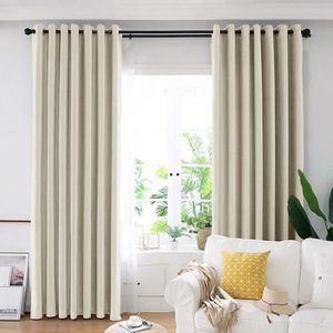 Draperie din catifea blackout cu inele albe, Madison, 250x210 cm, densitate 700 g ml, Winter White, 1 buc