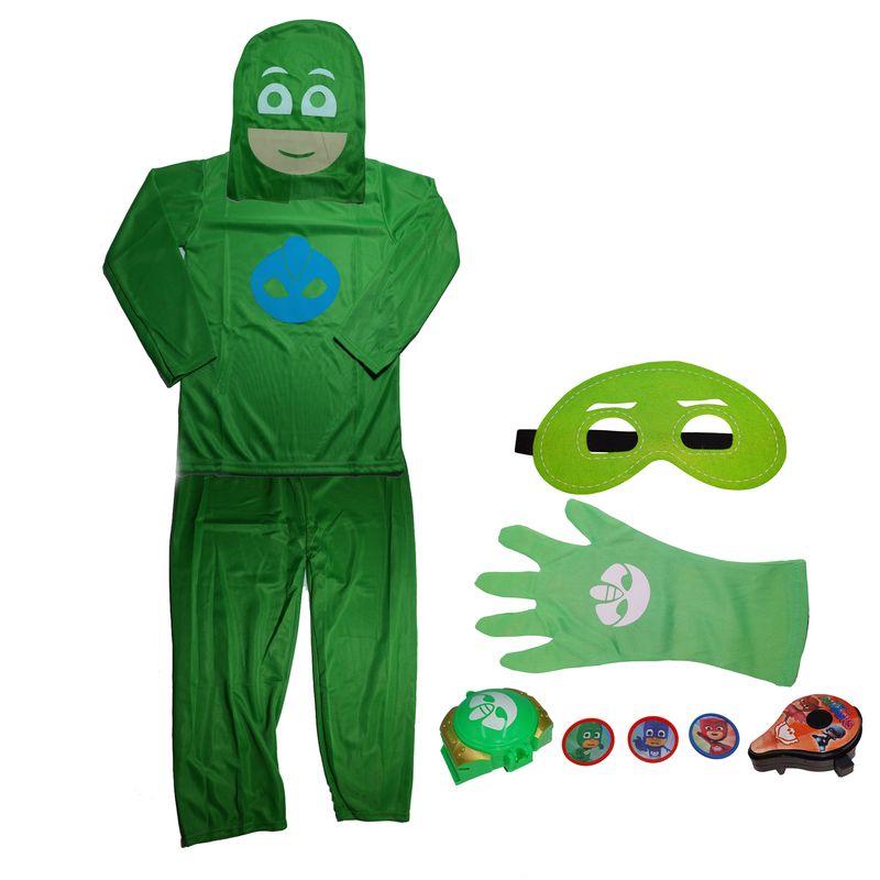 Casa si Gradina - Decoratiuni - Decoratiuni petrecere - Masti si costume carnaval - Set costum Eroi in Pijamale si accesorii IdeallStore®, Sopi Greg, marimea M, 5-7 ani, verde - Infinity.ro