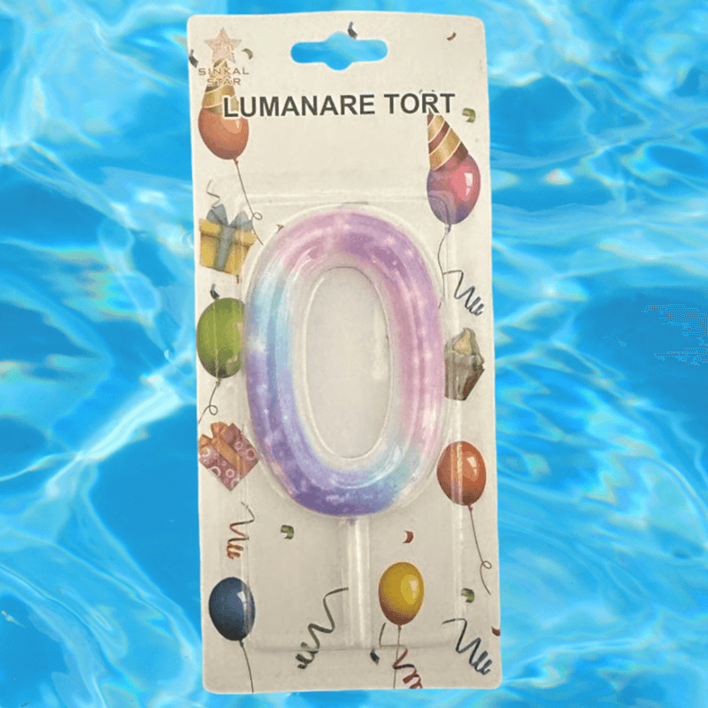 Casa si Gradina - Decoratiuni - Decoratiuni petrecere - Accesorii pentru petrecere - Lumanare aniversara, multicolora, cifra 0, dimensiune 90x60 mm - Infinity.ro