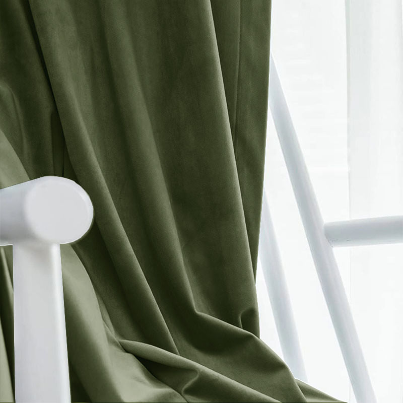 Casa si Gradina - Textile si covoare - Perdele si draperii - Draperii - Draperie din catifea blackout cu rejansa transparenta cu ate pentru galerie, Madison, 150x235 cm, densitate 700 g ml, Kelp, 1 buc - Infinity.ro