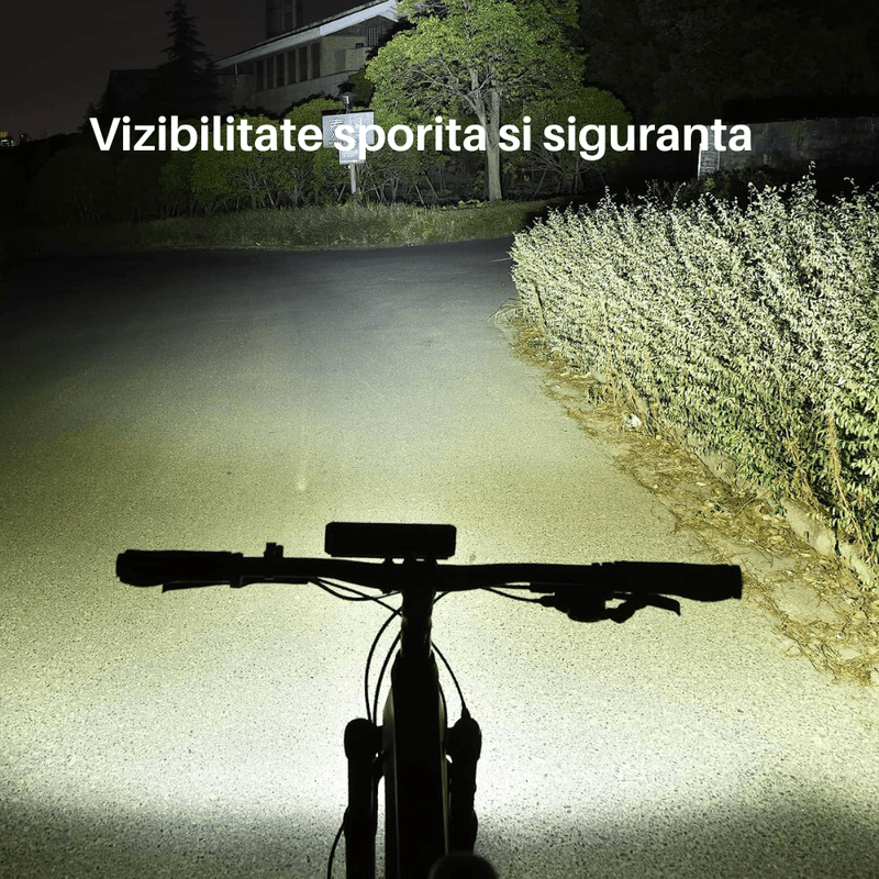 Sport si Outdoor - Ciclism - Accesorii pentru biciclete - Lumini biciclete - Lumina frontala profesionala bicicleta SpectrumPoint®, luminozitate 2600 lumeni, baterie 8000 mAh, incarcare USB, negru - Infinity.ro