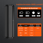 Sport si Outdoor - Ciclism - Accesorii pentru biciclete - Lumini biciclete - Lumina frontala profesionala bicicleta SpectrumPoint®, luminozitate 2600 lumeni, baterie 8000 mAh, incarcare USB, negru - Infinity.ro