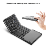 PC, gaming si accesorii - Periferice PC - Tastaturi - Tastatura pliabila SpectrumPoint®, Bluetooth, Touchpad, compatibila cu Windows, Android, iOS, Smart TV, Argintiu - Infinity.ro