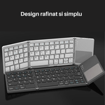 PC, gaming si accesorii - Periferice PC - Tastaturi - Tastatura pliabila SpectrumPoint®, Bluetooth, Touchpad, compatibila cu Windows, Android, iOS, Smart TV, Argintiu - Infinity.ro