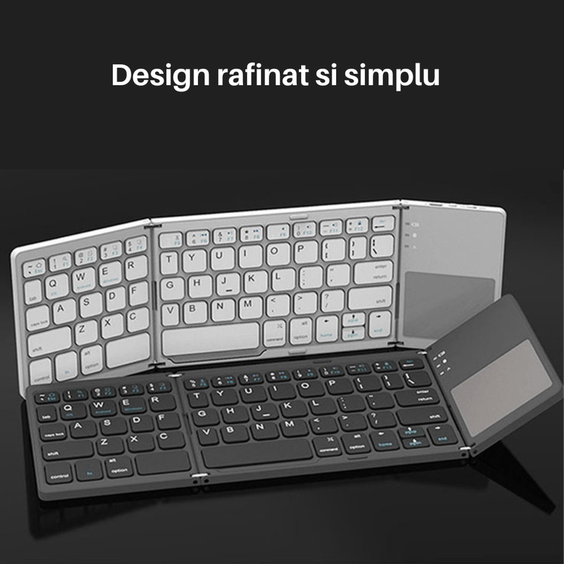 PC, gaming si accesorii - Periferice PC - Tastaturi - Tastatura pliabila SpectrumPoint®, Bluetooth, Touchpad, compatibila cu Windows, Android, iOS, Smart TV, Argintiu - Infinity.ro