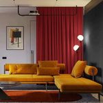 Casa si Gradina - Textile si covoare - Perdele si draperii - Draperii - Set draperie din catifea blackout cu rejansa din bumbac tip fagure, Madison, 200x215 cm, densitate 700 g ml, Dark Scarlet, 2 buc - Infinity.ro