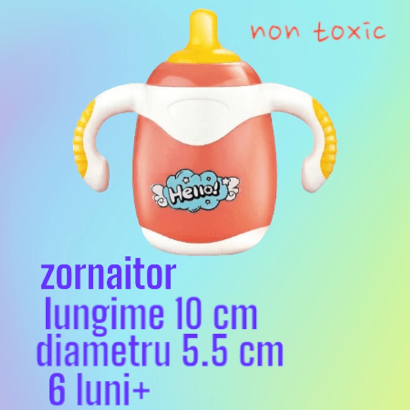 Jucarii, Copii si Bebe - Jucarii si jocuri - Jucarii bebelusi - Jucarii zornaitoare - Jucarie biberon kidsNplay, zornaitor, lungime 10 cm, multicolor, 6 luni+ - Infinity.ro