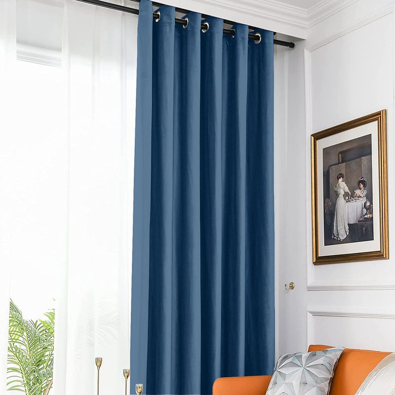 Casa si Gradina - Textile si covoare - Perdele si draperii - Draperii - Draperie din catifea blackout cu inele crom, Madison, 250x220 cm, densitate 700 g ml, Dark Cerulean, 1 buc - Infinity.ro