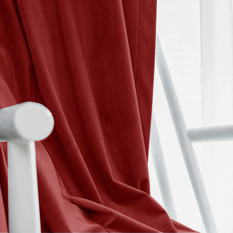 Casa si Gradina - Textile si covoare - Perdele si draperii - Draperii - Set draperie din catifea blackout cu rejansa transparenta cu ate pentru galerie, Madison, 150x210 cm, densitate 700 g ml, Dark Scarlet, 2 buc - Infinity.ro