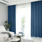 Casa si Gradina - Textile si covoare - Perdele si draperii - Draperii - Set draperie din catifea blackout cu rejansa transparenta cu ate pentru galerie, Madison, 150x270 cm, densitate 700 g ml, Dark Cerulean, 2 buc - Infinity.ro