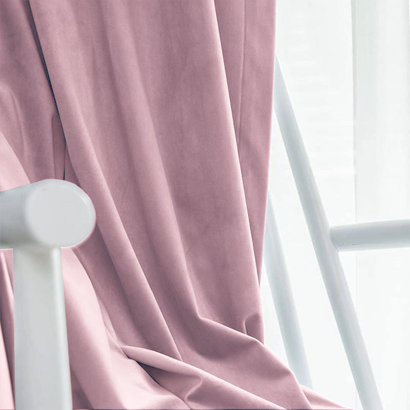 Casa si Gradina - Textile si covoare - Perdele si draperii - Draperii - Set draperie din catifea blackout cu rejansa transparenta cu ate pentru galerie, Madison, 250x250 cm, densitate 700 g ml, Queen Pink, 2 buc - Infinity.ro