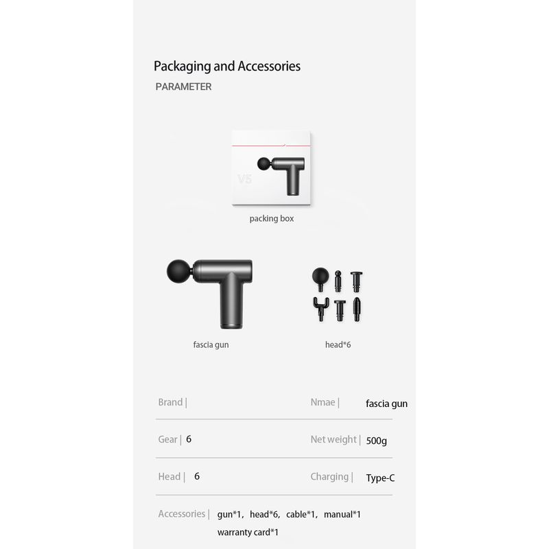 Ingrijire personala si Cosmetice - Sanatate si wellness - Articole wellness - Aparate si dispozitive de masaj - Mini aparat profesional pentru Masaj Tip Pistol  Konka , LCD Display Touch, 6 Viteze, 6 Capete, 1500Ah,18kw, negru - Infinity.ro