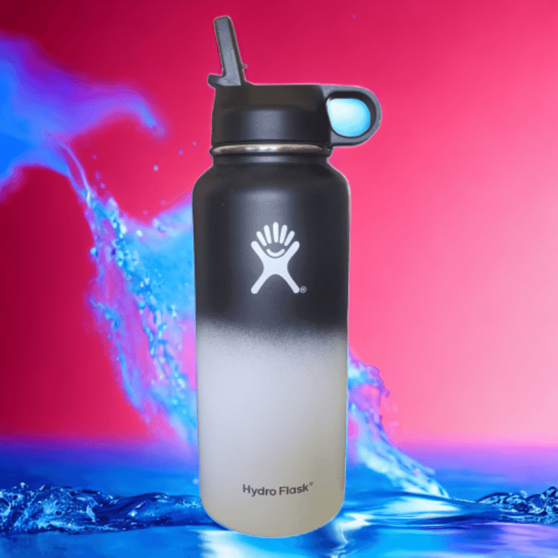 Casa si Gradina - Bucatarie si vesela - Cani si pahare - Sticle - Sticla de apa Hydro Flask din otel inoxidabil si izolata in vid cu capac sistem de prindere si pai 946 ml ,alb/negru - Infinity.ro