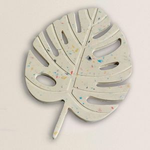 Suport decoratiune frunza mare alb