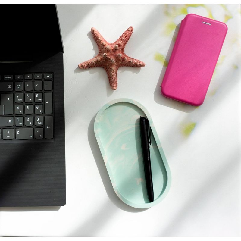 Casa si Gradina - Bucatarie si vesela - Ustensile bucatarie - Tavi servire - Suport oval verde marmura - Infinity.ro