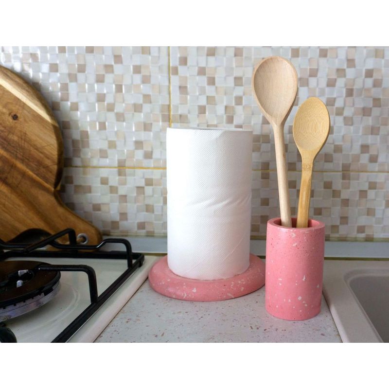 Casa si Gradina - Bucatarie si vesela - Organizare si depozitare bucatarie - Suporturi tacamuri si vase - Suport linguri lemn / Suport pixuri roz - Infinity.ro