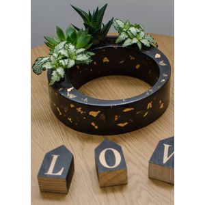 Ghiveci rotund Gold negru