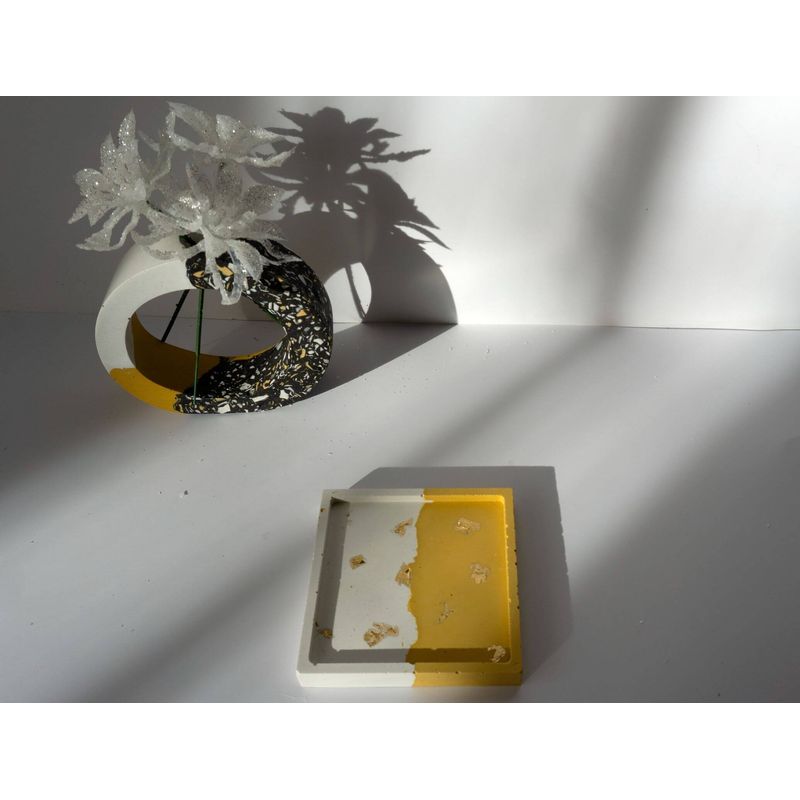 Casa si Gradina/Decoratiuni/Obiecte decorative/Accesorii decorative - Suport patrat DUO gold alb crem - Infinity.ro
